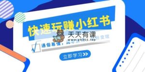 新生态·迅速轻松玩小红书的：浅显易懂，简易形象化，增粉转现-天天有课网