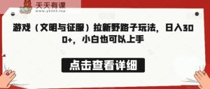 游戏拉新野路子玩法，日入300+，小白也可以上手-天天有课网