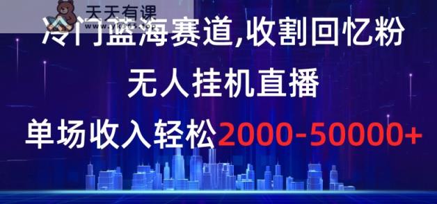 冷门蓝海赛道，收割回忆粉，无人挂机直播，单场收入轻松2000-5w+【揭秘】-天天有课网