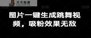 图片一键生成跳舞视频，吸粉效果无敌-天天有课网