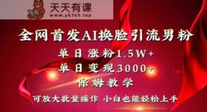 全网首发Ai换脸引流男粉，单日涨粉1.5w+，单日变现3000+，小白也能轻松上手拿结果【揭秘】-天天有课网