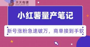 小红书量产笔记,一分种一条笔记,新号涨粉急速破万,新黑马赛道,商单接到手软【揭秘】-天天有课网