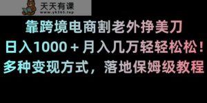 靠跨境电商割老外挣美刀，日入1000＋月入几万轻轻松松！多种变现方式，落地保姆级教程【揭秘】-天天有课网