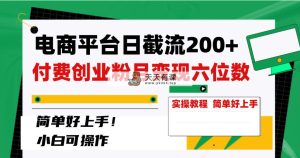 电子商务平台日截留200 付钱自主创业粉，月转现六位数简易好上手！-天天有课网