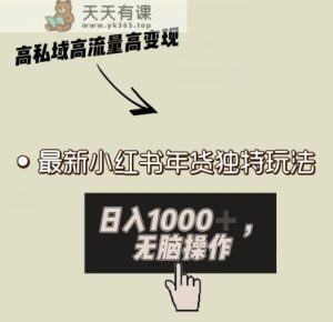小红书年货独特玩法，高私域高流量高变现，日入1000+小白易上手-天天有课网