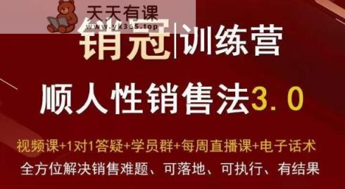 爆款！销冠训练营3.0之顺人性销售法，全方位解决销售难题、可落地、可执行、有结果-天天有课网
