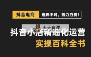 抖店 精细化营销-百科辞典，家庭保姆级经营实战演练解读-天天有课网