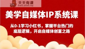 美学自媒体IP系统软件课-从0-1学习培训小红书的，把握服务平台比较热门的底层思维，打开自媒体平台财富之途-天天有课网