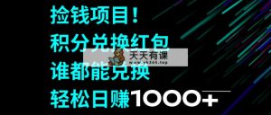 拾钱新项目！积分兑换兑换红包，谁都可以换取，轻轻松松日入1000-天天有课网