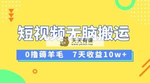 12月全新没脑子运送撸羊毛，7天轻轻松松盈利1W，vivo视频创作盈利来临-天天有课网
