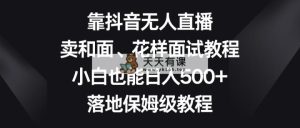 靠抖音无人在线，卖揉面、花式招聘面试实例教程，新手也可以日赚500 ，落地式家庭保姆级实例教程-天天有课网