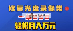 超蓝海项目：修补光碟视频，一单298，轻轻松松月入万余元-天天有课网