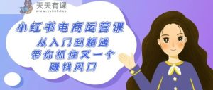2024小红书电商运营课，实用教程，陪你把握住又一个挣钱出风口-天天有课网