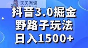 抖音3.0掘金，野路子玩法，实操日入1500+-天天有课网