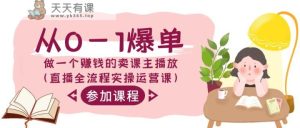 从0-1打造爆款做一个挣钱的购买课程主播放视频-天天有课网