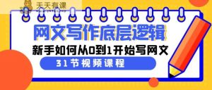 网文写作底层逻辑，新手如何从0到1开始写网文-天天有课网
