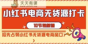 小红书电商无货源打卡,抢先占领小红书无货源电商风口-天天有课网