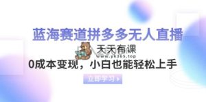 瀚海跑道拼多多平台无人直播，日入2600 ，0成本费转现，新手也可以快速上手-天天有课网