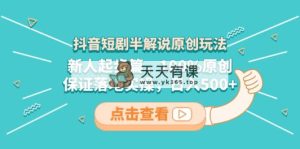 抖音短剧半讲解原创设计游戏玩法，新手发展篇，100%原创设计，确保落地式实际操作，日入500-天天有课网