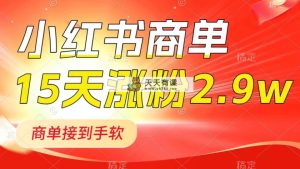 小红书的商单全新游戏玩法，小号15天2.9w粉，商单接到手软，1min一篇手记-天天有课网