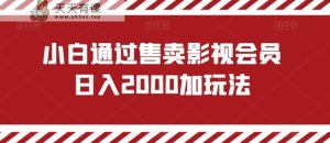 小白通过售卖影视会员日入2000加玩法-天天有课网