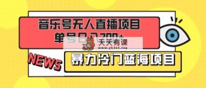 音乐号无人直播新项目，运单号日入200  稳稳暴力行为蓝海项目 最主要的是新手也可以实际操作-天天有课网