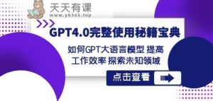 GPT4.0完整使用-秘籍宝典:如何GPT大语言模型提高工作效率探索未知领域-天天有课网