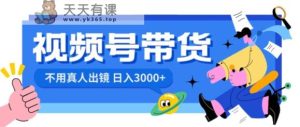 视频号带货，日入3000+，不用真人出镜-天天有课网