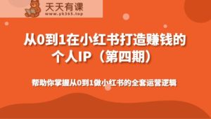 从0到1在小红书打造出挣钱的本人IP帮助自己把握做小红书的整套运营思路-天天有课网