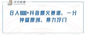 日入1000+抖音爆火赛道，一分钟做原创，暴力冷门-天天有课网