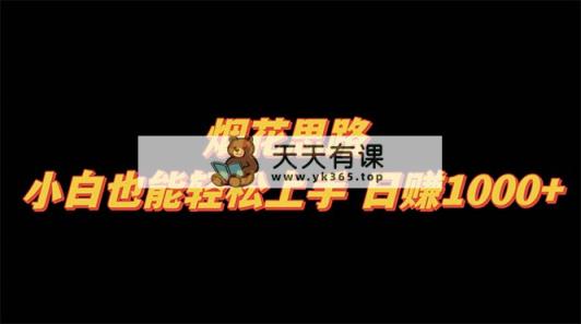 烟火构思，新手也可以快速上手，日赚1000-天天有课网