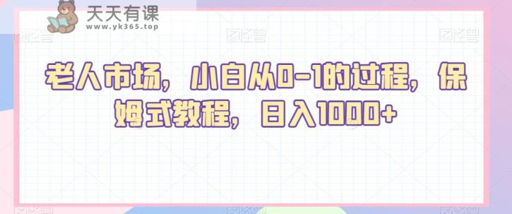 老人市场，小白从0-1的过程，保姆式教程，日入1000+-天天有课网