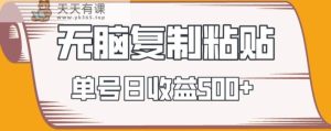 无脑复制粘贴，快速起号无限放大,单号日收益500+-天天有课网