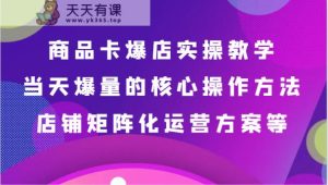 产品卡爆店实际操作课堂教学,基本到升阶跟踪服务解读、当日爆量核心方法、店面矩阵化营销方案等-天天有课网