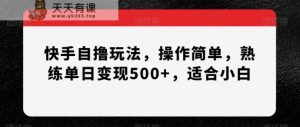 快手自撸玩法，操作简单，熟练单日变现500+，适合小白【揭秘】-天天有课网