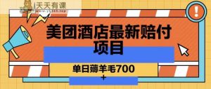 美团酒店全新赔偿新项目，单日撸羊毛700-天天有课网
