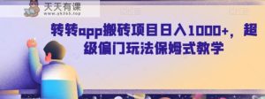 转转app搬砖项目日入1000+,超级偏门玩法保姆式教学-天天有课网