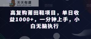 高复购莆田鞋项目,单日收益1000+,一分钟上手,小白无脑执行-天天有课网