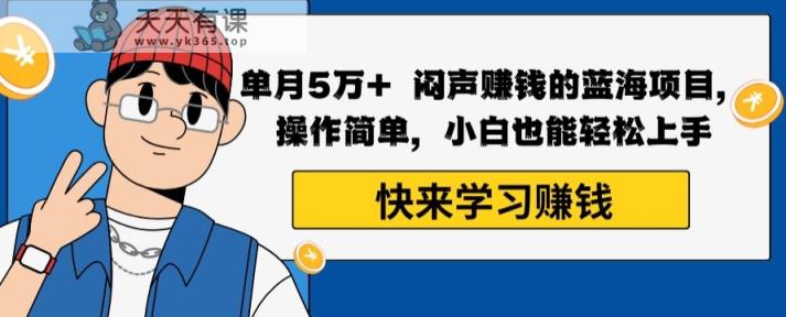 单月5万+闷声赚钱的蓝海项目，操作简单，小白也能轻松上手-天天有课网