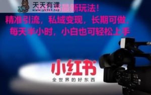 小红书的全新游戏玩法！精准引流方法，私域变现，长期性能做，每天一小时，新手也可以快速上手-天天有课网