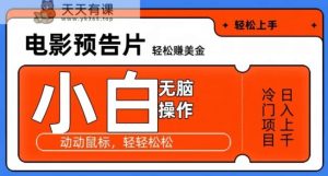 观看电影预告片赚美金,无脑操作多号日入1000+-天天有课网