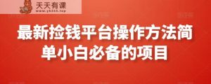 最新捡钱平台操作方法简单小白必备的项目-天天有课网