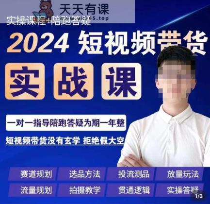 果哥·2024短视频带货实操课，​赛道规划/选品方法/投流测品/放量玩法/流量规划/拍摄教学-天天有课网