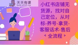 小红书店铺无货源电商课程内容,选好自我定位,从对比-起号-进货-客服话术-售后服务全过程-天天有课网