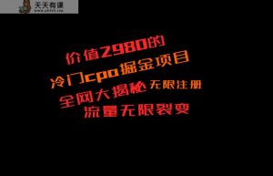 使用价值2980的CPA掘金队新项目大曝光,称为当日盈利200 ,看不到盈利赔付二倍-天天有课网