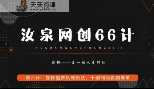 汝泉网创66计之第6计：探探最新私域玩法，十倍利润卖到爆单-天天有课网