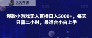 爆款小游戏无人直播日入5000+，每天只需二小时，最适合小白上手-天天有课网
