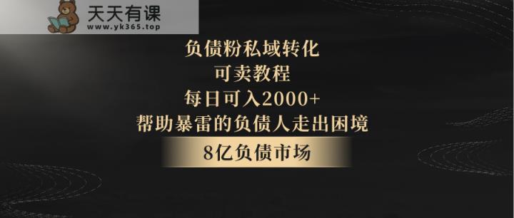 债务粉私域转化，可卖教程，每日能入2000 ，无需经验-天天有课网