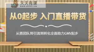 从0起步 入门直播带货 从搭团队到引流到转化全面助力GMV起步-天天有课网