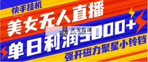 快手挂机，美女无人直播，强开磁力聚星小铃铛，日入3000+-暖阳网-优质付费教程和创业项目大全-天天有课网